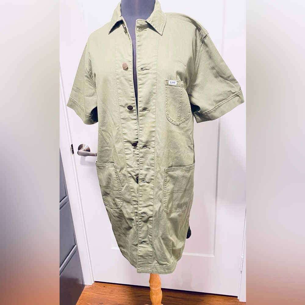 New Lee Brand green soft cotton long button down Top - Picture 2 of 5